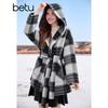 Betu Women's Hooded Plaid Wool Blend Overcoat