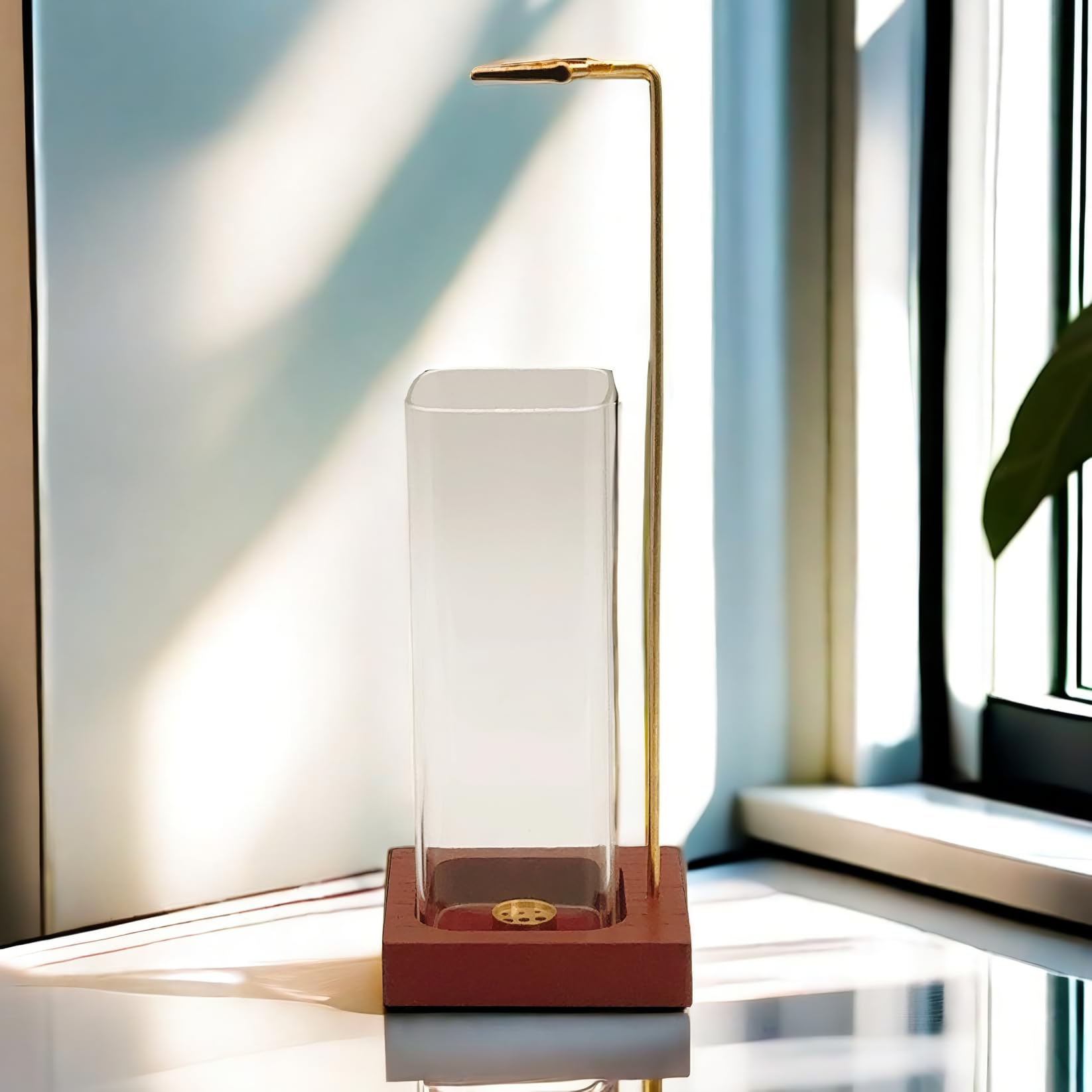 

L CLOVER Incense Holder, Ash-Preventing, Spill-Proof, Glass, Hanging, Stylish, Vertical Stand (Square)
