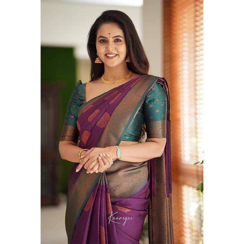 Silk Saree from the ALMAARI Store Is Adorned with Beautiful Zari Work In Form of Traditional Motifs.