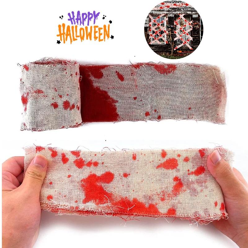 Cloth Halloween Blood Strip Horror Scene Decorative Props Quarantine Gauze Tape