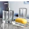 3/4pcs Glass Lotion Bottle Clear Crystal Bathroom Set Tray Household Soap Dispenser Accessories Organizer