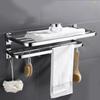 Towel Rack Foldable Towel Shelf with Movable Hooks Rustproof Wall
