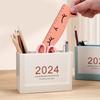 Multifunctional Desk Pencil Holder with 2024 Monthly Calendar, Office Desktop Organizer Pen Holder for Student Teacher