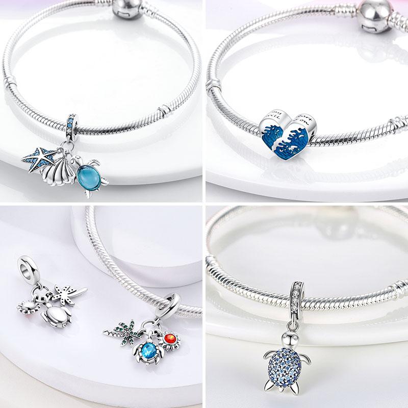 Copper Charms Summer Oceans Pendant Fit Original Pan Bracelet Making Woman Jewelry Diy