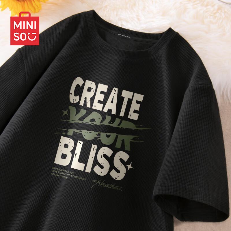 MINISO Men's Waffle Knit Heavyweight Casual T-Shirt