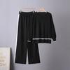 European and American popular knitted suit women's spring and autumn long-sleeved split-ended wide-leg pants sweater two-piece set