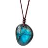 1pc Labradorite Necklace Natural Stone Rope Wrap Necklaces Irregular Shape Unique Natural Pendant Jewelry DIY Gift