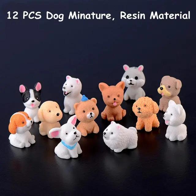 12/14PCS Dog Miniature Figurines Miniature Terrarium Crafts Realistic Animals Dogs for Fairy Garden Accessories