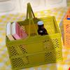 Folding Picnic Basket Stackable Storage Box Plastic Grocery Shopping Basket with Handles for Outdoor Home