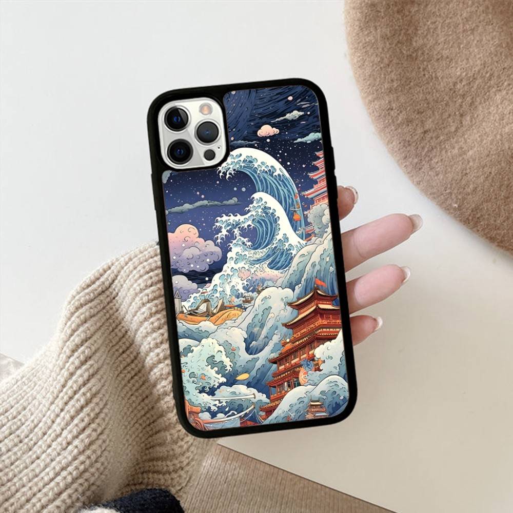 Kanagawa Great Wave Anime Phone Case For Iphone 16 15 14 13 12 11 Pro Max Plus Shockproof TPU+PC Hard Case