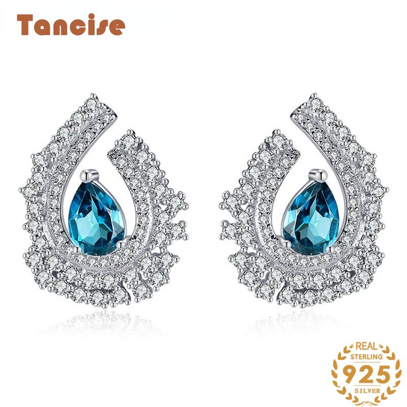 

Танциз стерлингового серебра 925 пробы топаз циркон серьги серьги-капли для женщин подарки на свадьбу