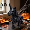 Dark Fantasy Wohnkultur 3D Gedrucktes Pferde Skelett Ornament, Hörner Knochen Statue, Kreatives Gruseliges Innenraum Ornament PLA Handwerk für Halloween Und Spuk