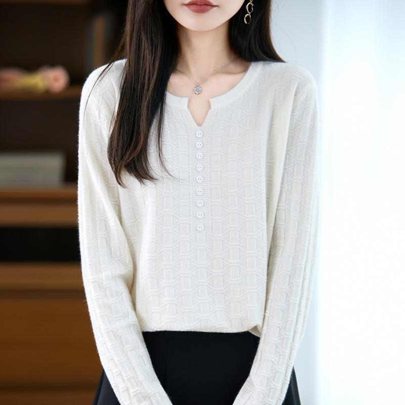 Neue Herbst- und Winter-Pullover, Strickpullover mit Scherenhals, kariertes Jacquard-Basisschicht für Damenbekleidung