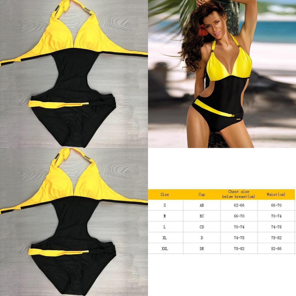 Fashionable Color Womens Blocking Bikini Onepiece Bikini Swimsuit  Decoration