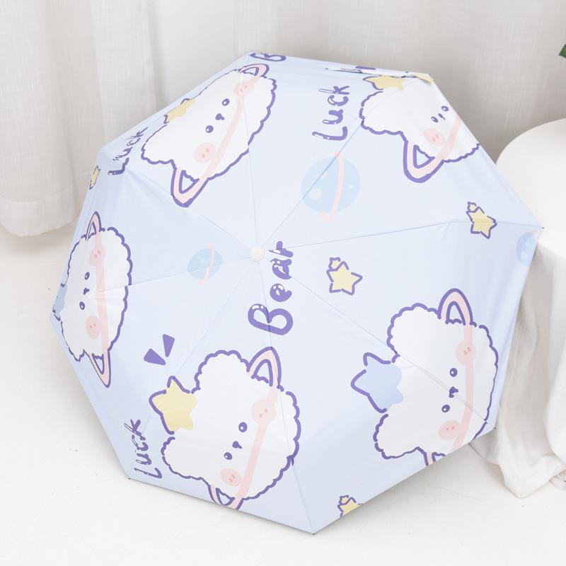 Cartoon Digital Automatic Tri-fold Sun and Rain Umbrella, Folding Umbrella, Black Coating UV Protection, Sunshade, Sunshade Umbrella Manufacturer