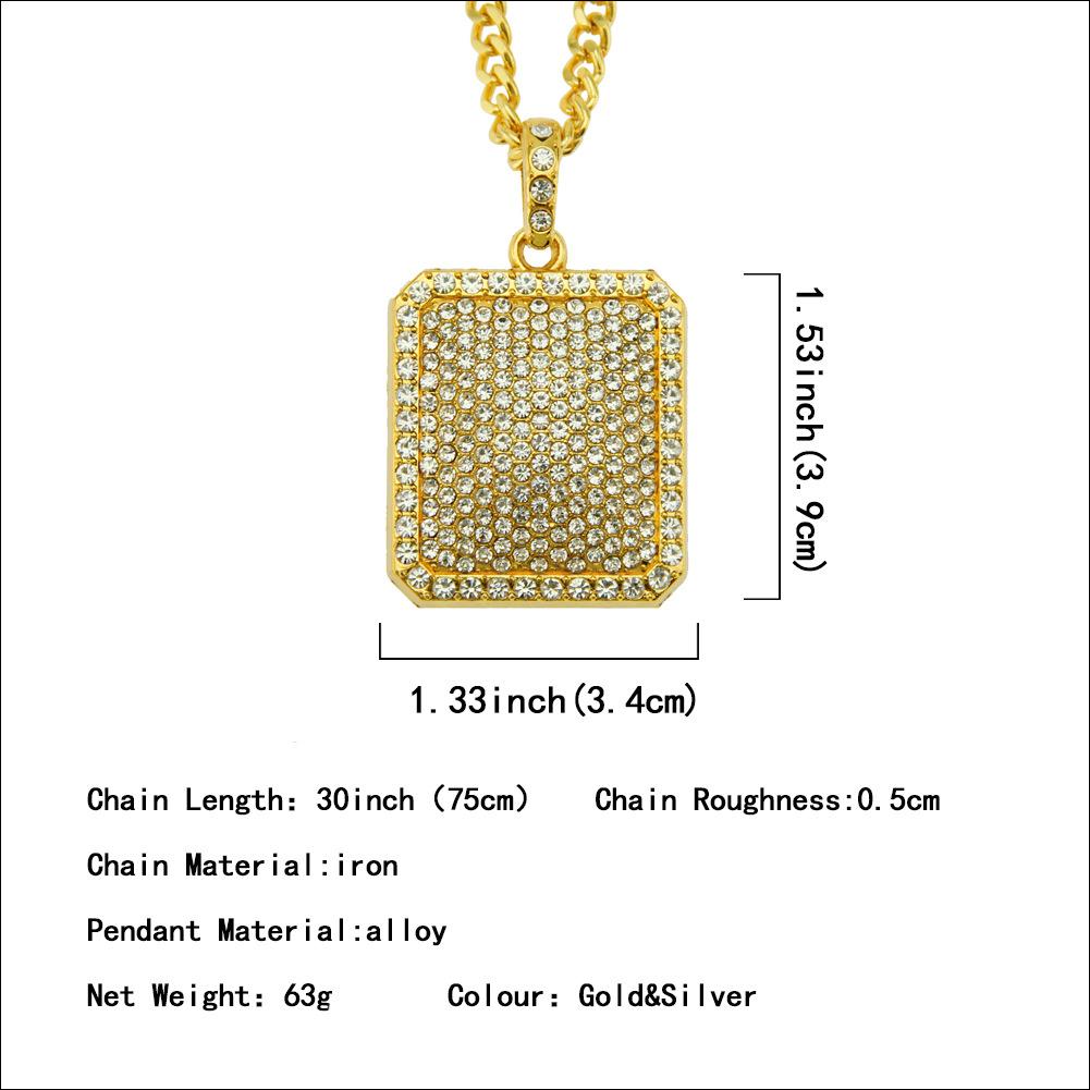 Pendentif entièrement serti de diamants étincelants, collier strass armée hip-hop