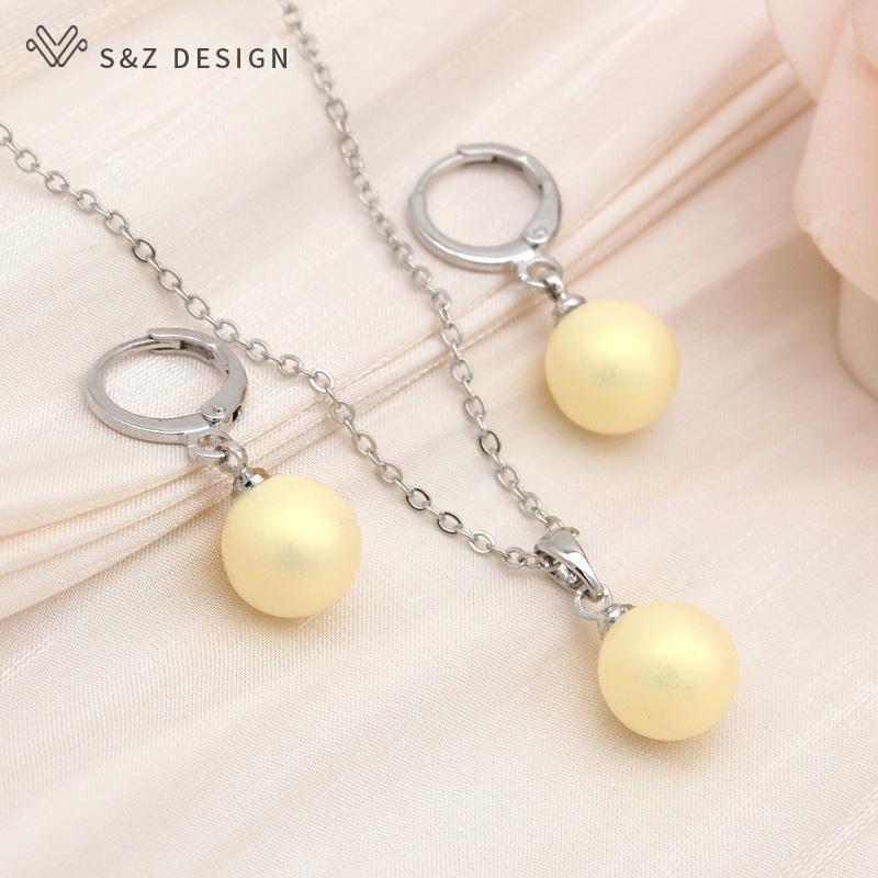 

Модні милі круглі намистини з макаронів, сережки, набори прикрас для жінок, прості кулони, намисто, подарунок