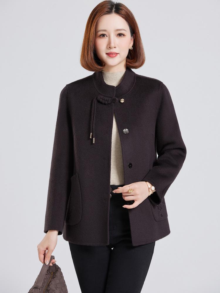 Petite Wool Coat for Women: Autumn/Winter Fashion, Middle-Aged & Elderly, Short Double-Sided Cashmere