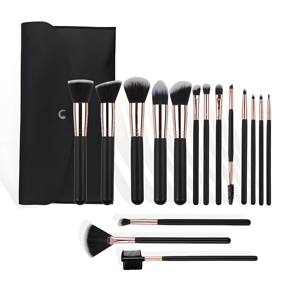 16 Makeup Brushes Set, Full Set of Makeup Artist-specific Wooden Handle Fiber Hair Professional Makeup Blush Foundation Brush