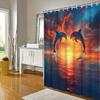 Sunset Dolphins Shower Curtain - Waterproof, Mildew-Resistant With Oceanic Design For Serene And Inspiring Bathroom Decor