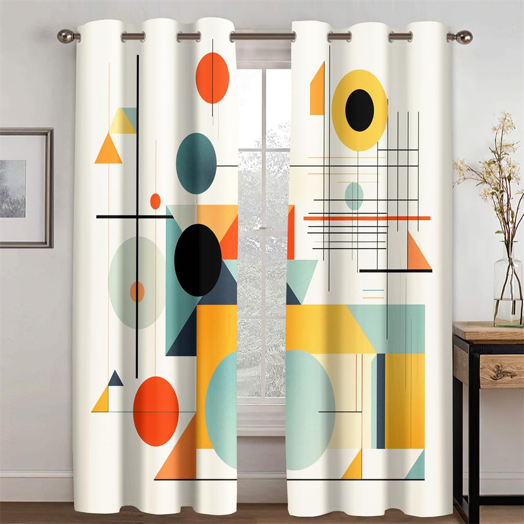 Modern Minimalistischer Stil Geometrisches Farblinienmuster Vorhänge Kinderzimmer Wohnzimmer Schlafzimmer Küche Balkondekor 2 Paneele