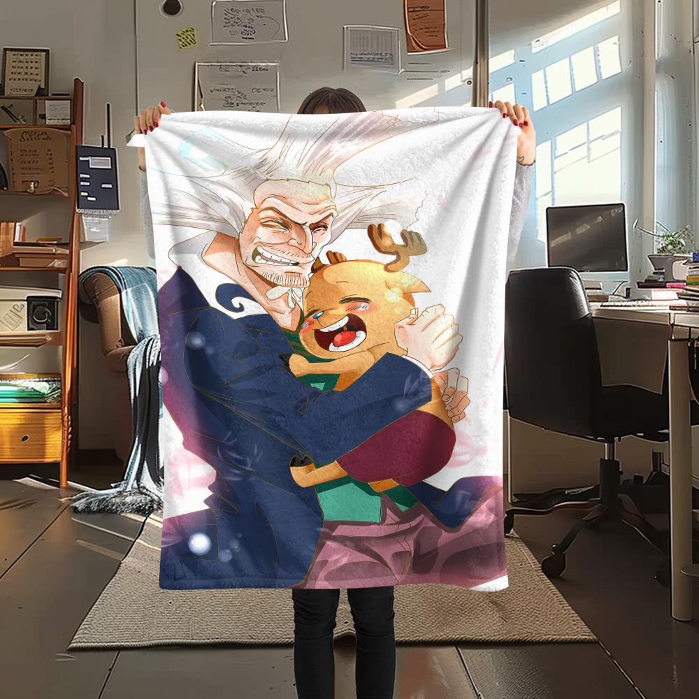 Flanelová deka s potiskem postaviček z One Piece, Vysoká kvalita, Pohodlná pro všechna roční období, Domácí dekorace, Teplo a pohodlí, Perfektní jako vánoční dárky
