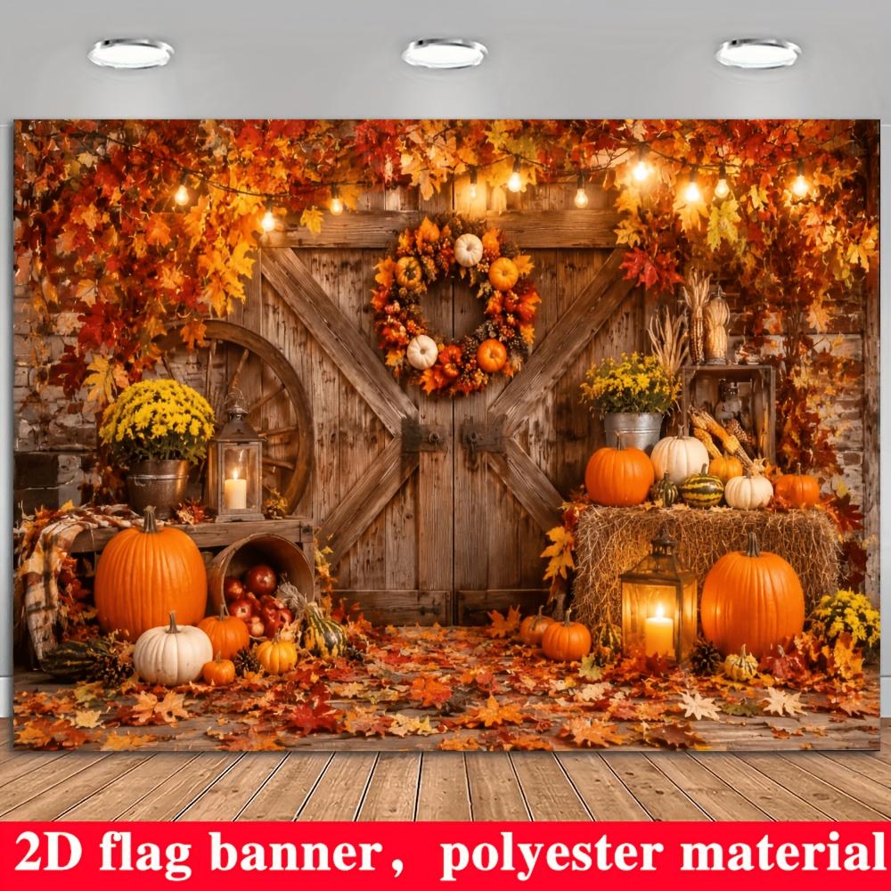 1 piece of 2D flag autumn harvest thanksgiving theme background including pumpkinszyc