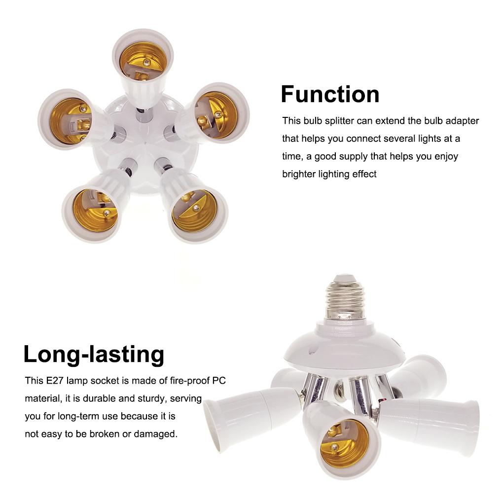E27 Splitter 220V 3A Lamp Bulb Socket Converter Light Adapter Improvement Plastic Portable Holder Warehouse Accessory