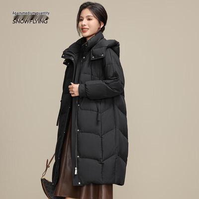 Xue Zhong Fei Women's Long Winter Down Jacket with Detachable Hood