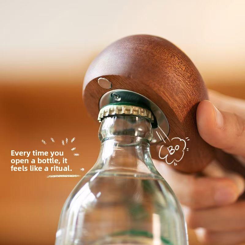 Solid Wood Magnetic Bottle Opener Wall Mounted Beer Opener Home Bar Fridge Decor Accessory Gadget Gift for Men Man Cave