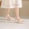 Wedding dress summer women's sandals women's wedge heel shoes muffin bottom thick sole non-slip small fragrance new height increase versatile Rome