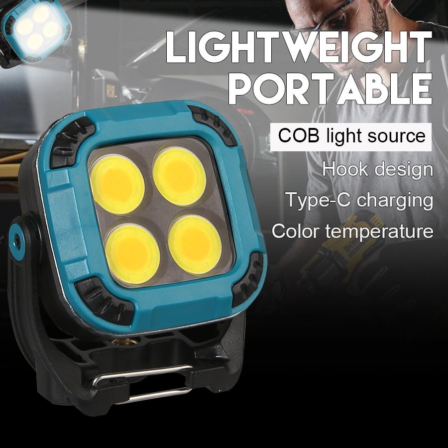 D5 Portable LED Spotlight Work Lantern Strong Light Flashlight Outdoor Camping Fishing Emergency Rechargeable Magnetic Work Lamp