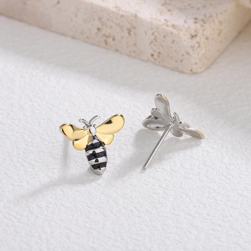 New Fashion Beautiful Colorful Bee 925 Sterling Silver Female Sweet Personality Exquisite Temperament Stud Earrings  TYB215