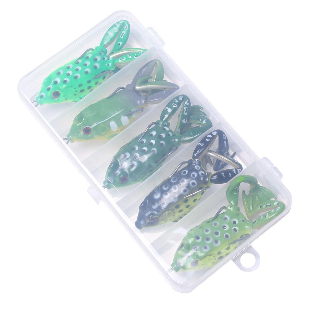 HENGJIA Frog Fishing Lures for Bass Weedless Fishing Lures Top Water Frog Lures for Bass Fishing Perfect Lifelike Surface Bass L (as the picture,5pcs Box Set)