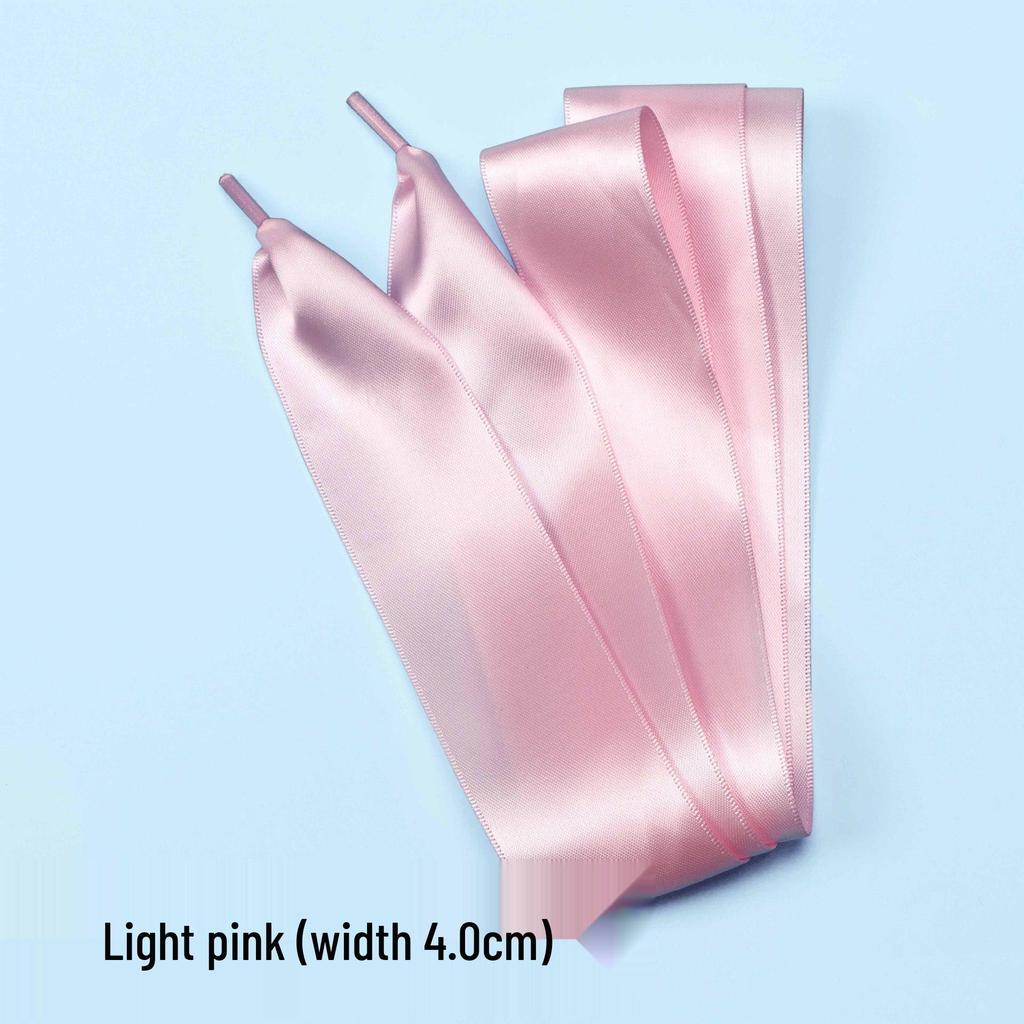 Silk Satin Ballet Bow Shoelaces, 4.0CM Double-Sided Bright White Ribbon Shoelaces