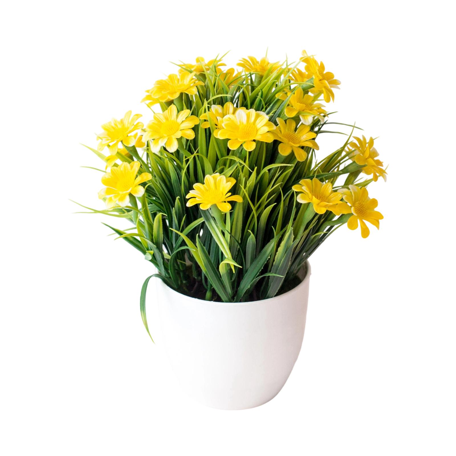 

Весенняя трава Хризантема Искусственный цветок в горшке Набор Домашняя имитация Зеленое растение Украшения One Size