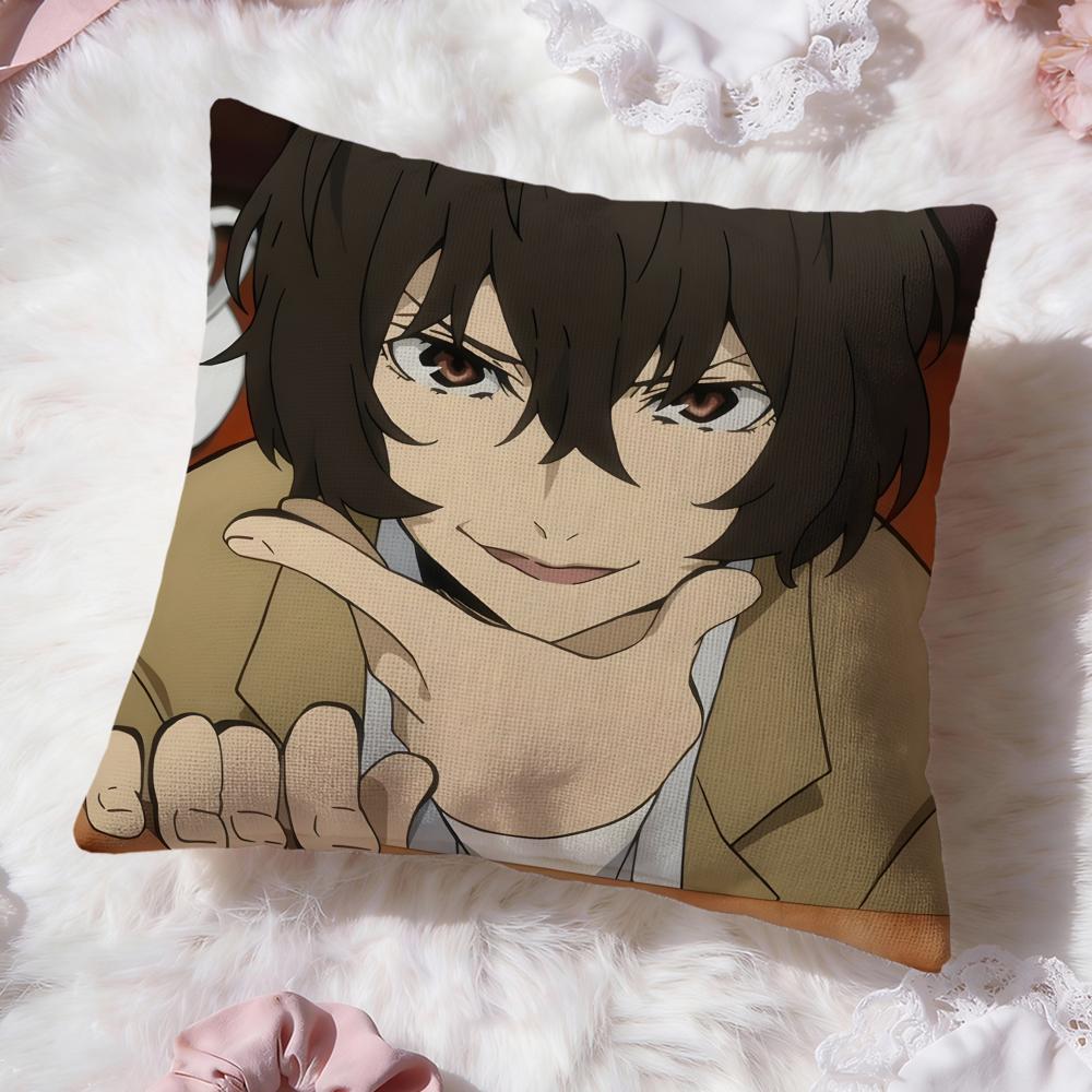 b-Bungo Stray Dogss Cushion Cover Premium Comfort Reversible Pillow Cove -Two in One Design for Any Room & Car Interior