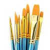 10x Round Pointed/Flat Tip Nylon Hair Acrylic Watercolor Artist Paint Brush Set