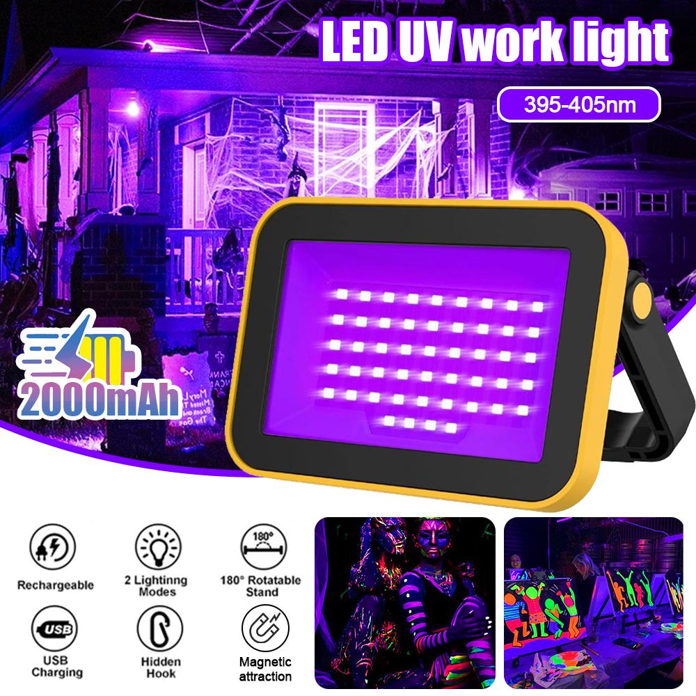 LED UV Black Lights Work Light Stage Blacklight Ultraviolet Flood Effect Light for Halloween Xmas Dance DJ Disco Party Light