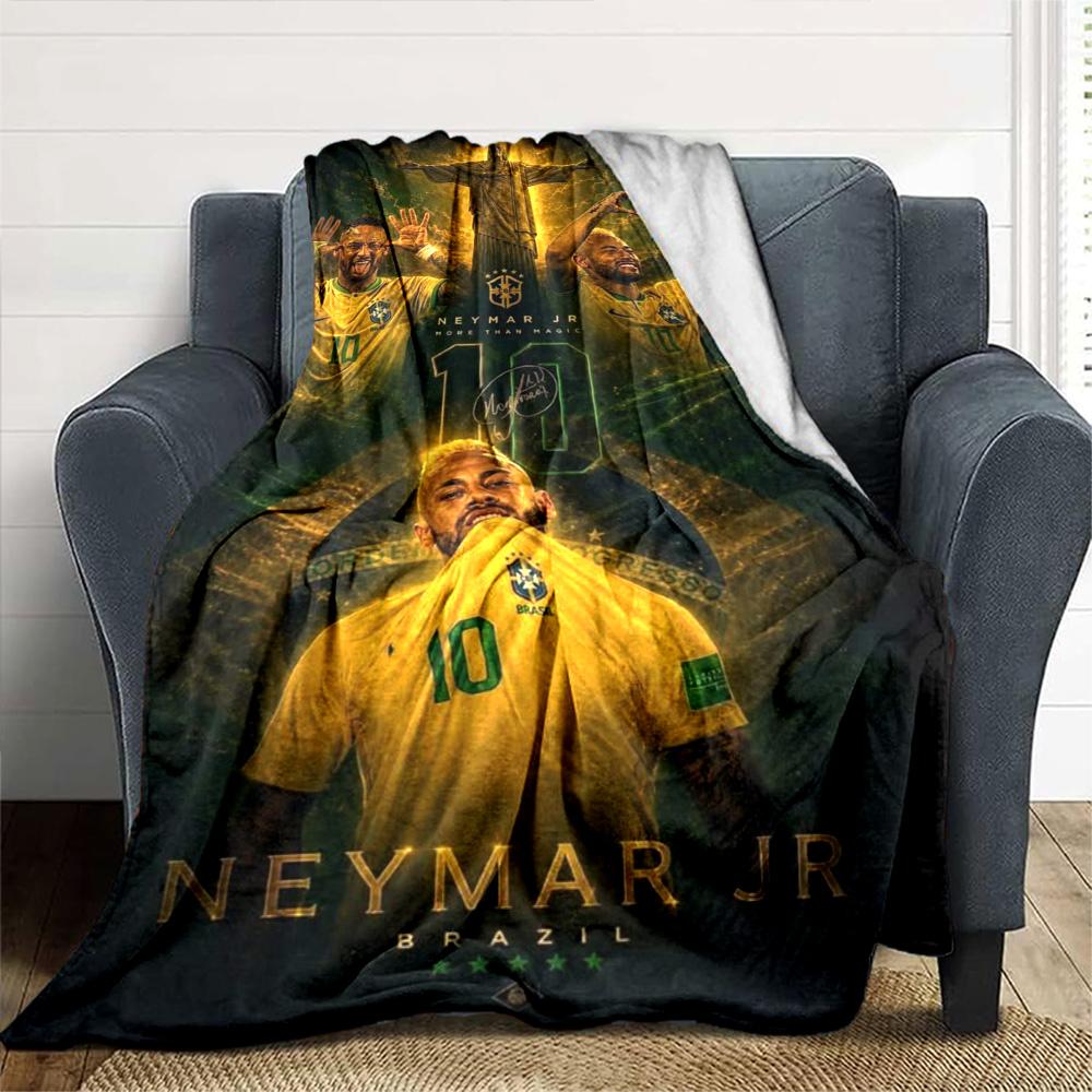 Neymar Jr Stampa Brasile Coperta di Flanella Alta Qualità Calda Confortevole Coperta per Tutte le Stagioni Perfetta per Regali Decorazione per la Casa