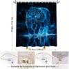 Ethereal Blue Leopard Shower Curtain - Glowing Aura & Piercing Eyes, Reflective Water Digital Art, Polyester Bathroom Decor