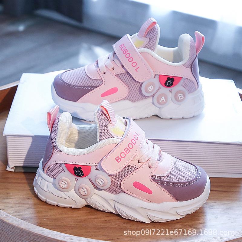 Girls cartoon boys shoes 2025 new spring and autumn mesh sports shoes primary school girls fashion classmates