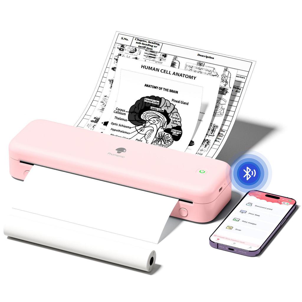 Phomemo M08F A4 Black & White Thermal Printer - Mini Home Office & Tattoo Printer