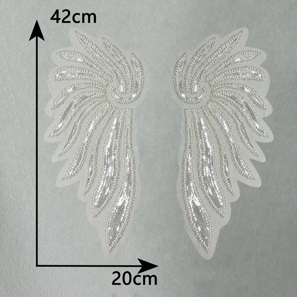

Mesh Sequin Embroidery Hollow Bead Embroidery Wing Lace Diy Sewing Collar Decoration Matching Clothing Accessories Style 3299 (1 pair)