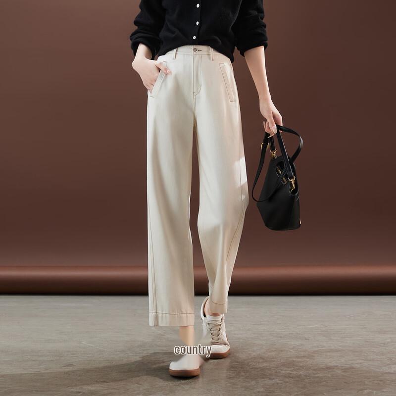 SOFSIL 2026 Spring High-Waist Straight-Leg Cropped Jeans for Women