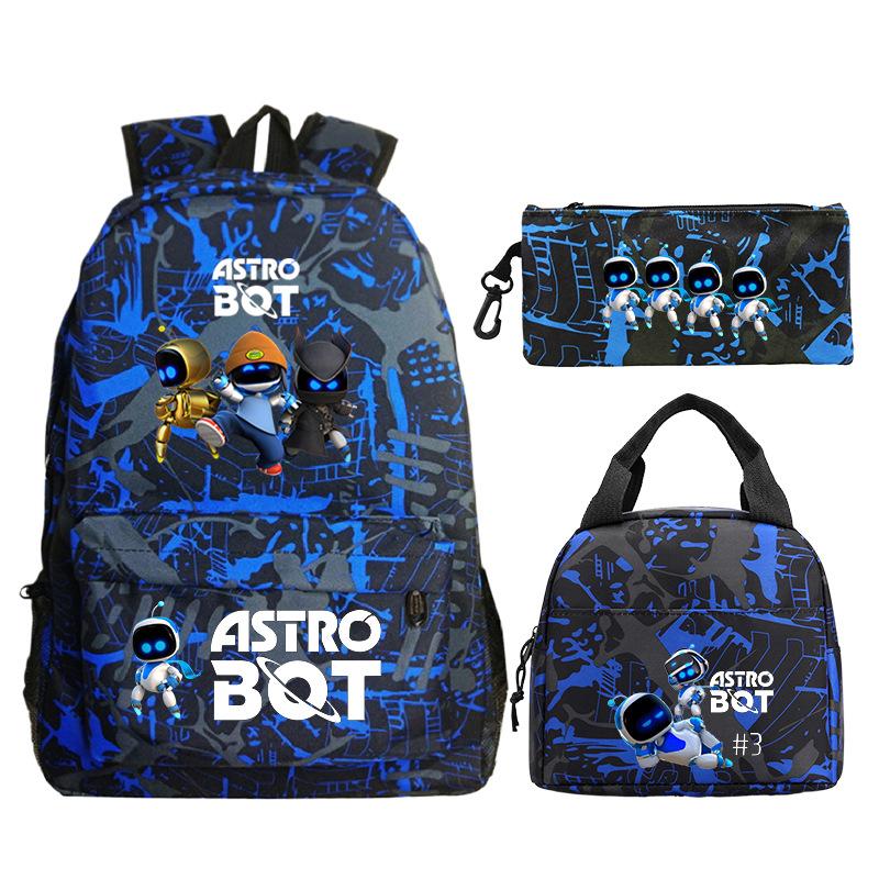 Game Astro bot peripheral printing fashion primary and secondary school students schoolbag three-piece set multi-function large capacity