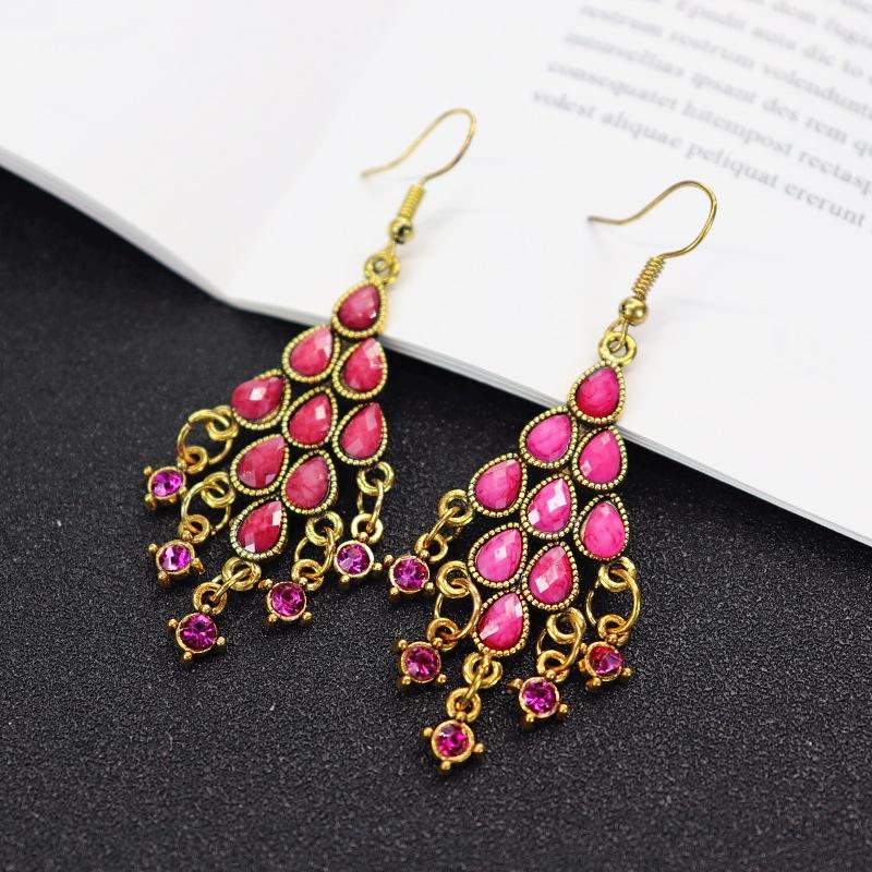 Retro Court Water Drop Fringed Earrings Femininity Versatile Ethnic Style Long Earrings Classical Popular National Style Earrings
