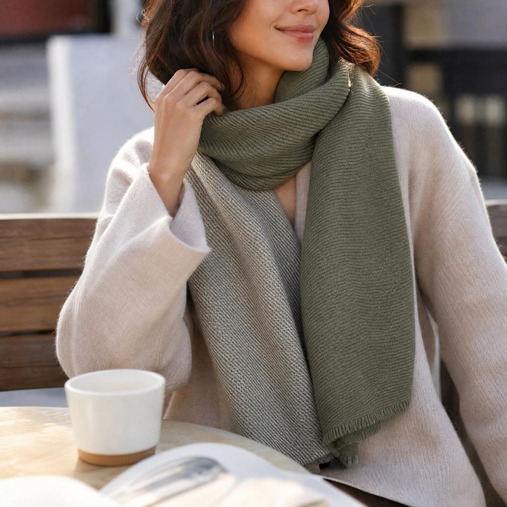 Women's Color Block Scarf Versatile Elegant Shawl Wrap for Fall Winter Everyday Wear