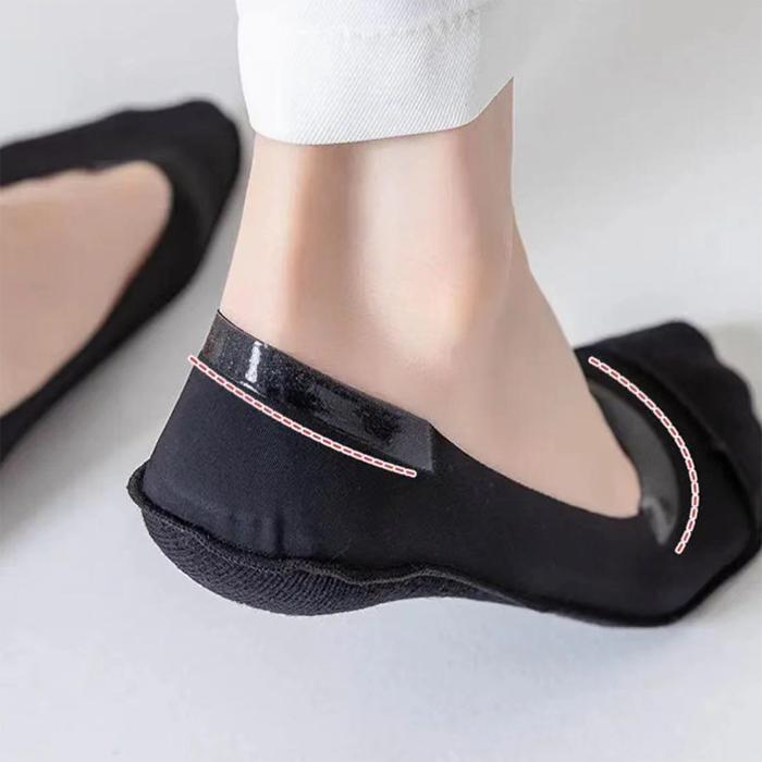 5 Perechi/set Șosete din Bumbac de Calitate cu Panouri din Mătase de Gheață pentru Femei, Multicolore, Decolteu Jos, Antiderapante, Fashion, Dulci, Șosete Barcă