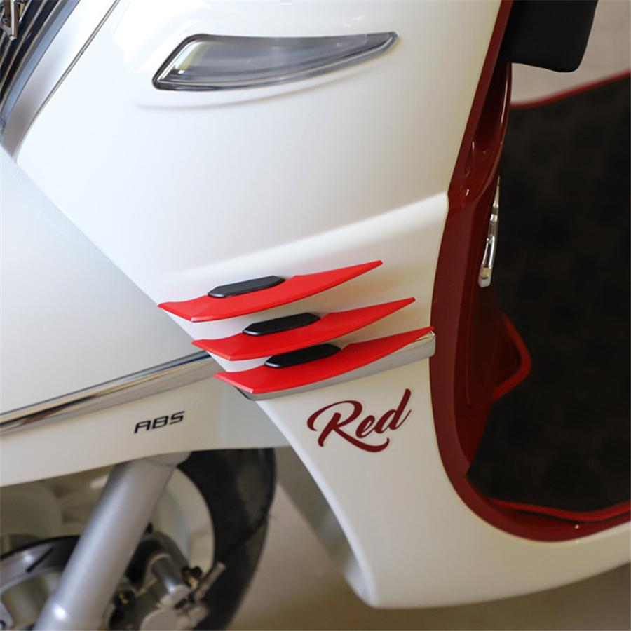 3Pair  Universal Motorcycle Side Red Winglets Wind Fin Spoiler Trim Cover Air Deflector
